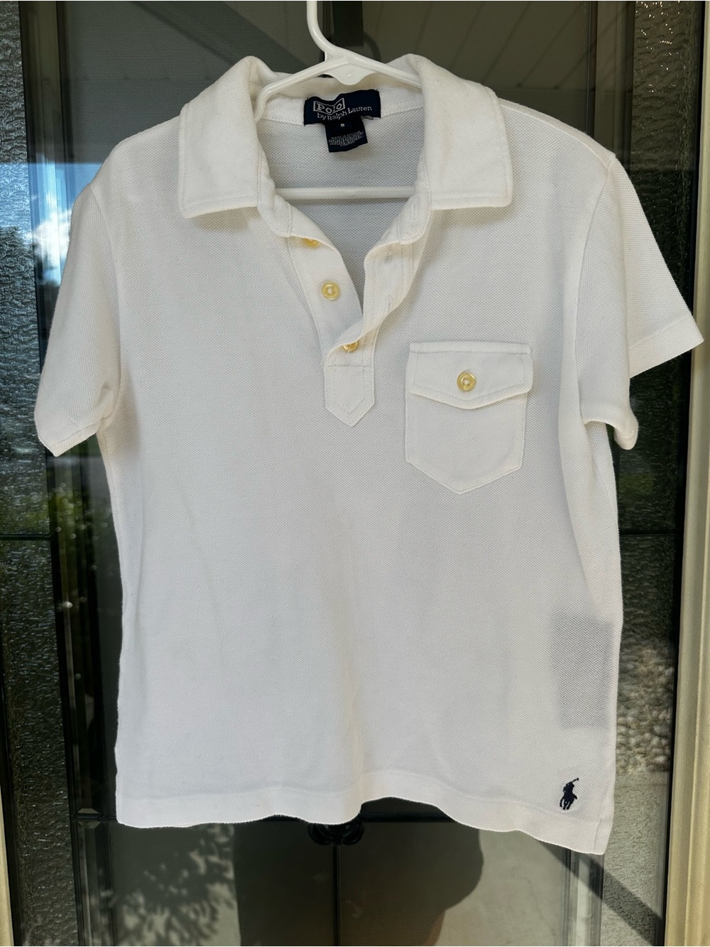 Polo by Ralph Lauren Boys White Cotton Pique Polo with Pocket